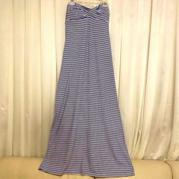 Tommy Bahama Mingling stripes Twist front long Long Bandeau Dress Size L - Picture 1 of 9